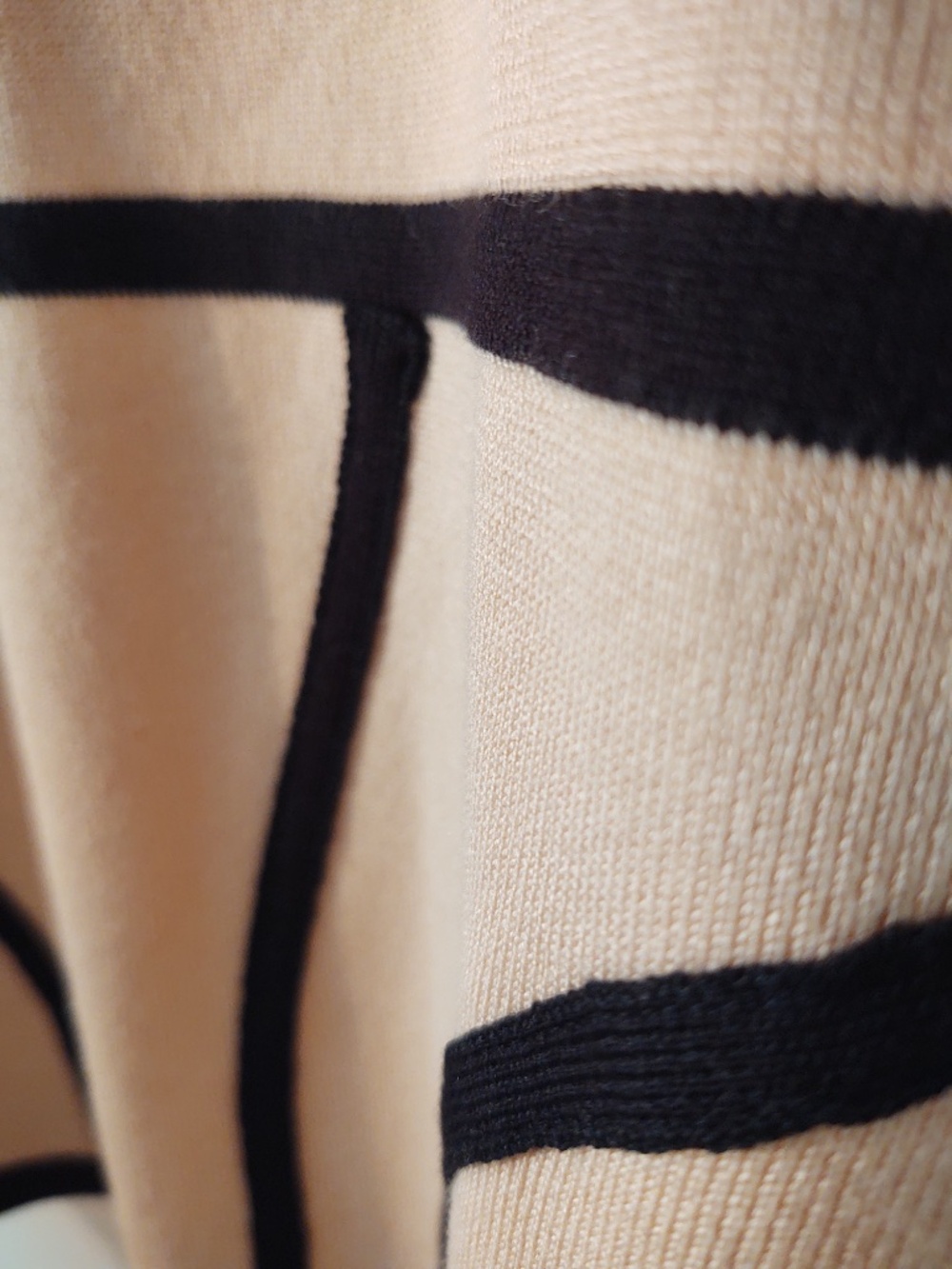 NYT NY&C Medium Peach with Black Detailing Sheer Sleeves Mock Turtleneck Sweater - Picture 3 of 7